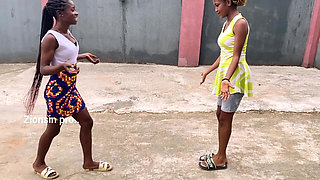 African Girls Playing Local Game Outdoor