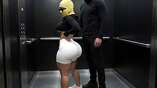 Stepfather Pressing His Petite Big Ass Friend in the Elevator
