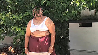 Indian Girl in Red Skirt and White Top