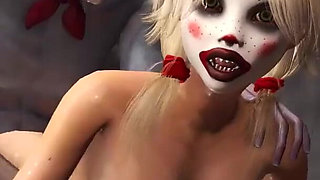 Joker bangs rough a cute sexy blonde in a clown mask in the abandoned room