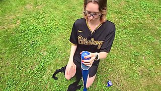 SexyGamerMomma Outdoor Baseball Bat Insertion Leads to Squirting Orgasm & Creamy Pussy