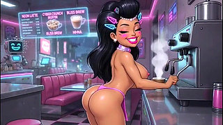 Funny Cartoon Girl Topless, Ai Animation