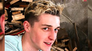 Cute blonde czech boy does striptease