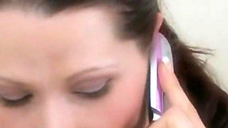 Hot Brunette MILF Seduces Young Stud in the Kitchen