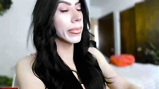 Shemale tranny enjoying solo masturbation