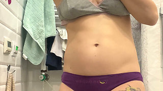 Strong Girl Showing Her Muscles and Flashing Ass, Tits and Pussy