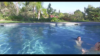 Squirt adventure alone in the pool