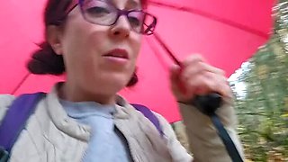 Desperate Nerdy MILF with Glasses Peeing Outdoors - Big Ass Amateur Pissing in Two Toilets Solo