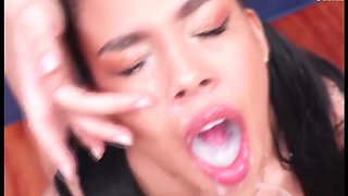 Stunning Latina Taking 80 Cumshots in Hardcore Bukkake