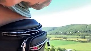Hike with Milkymama flashing engorged milky filled tits