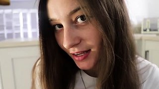 Beautiful teen brunette Jessica Sinn masturbates