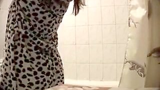 Fat ass wife caught on a bathroom while naked