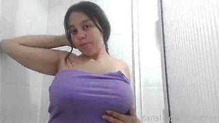 My Big Tits Are so Full and Full of Squirts of Breast Milk All Over the Bathroom