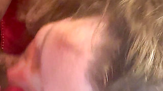 Green eyed freckled Milf Queen crawls to Daddy and swallows his dick