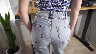 Milf Secretary In High Weist Jeans Teases Her Nice Butt