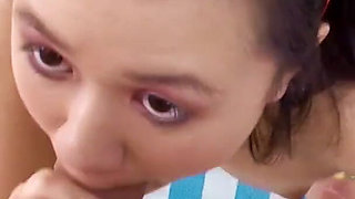 Cute Asian teen Carmina Kai POV facial blowjob