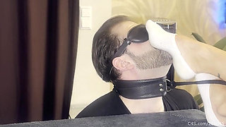 Blindfolded Foot Slave on a Leash - Smelly Socks Domination Part 1
