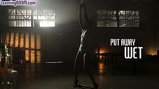 BDSM petite bitch fucked in missionary by dominant fucker
