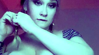 Hot brunette big boobs toying pink pussy