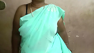 I Went to My Stepmother's House and Saw That She Was Tying a Saree and Was Very Beautiful. Then We Held Her Breasts and Shared a