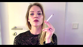 Close up Smoking in Black Lace