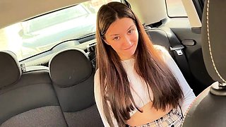 Girl Next Door Paid with Blowjob to Neighbor in Car for