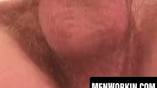 Inked stallion milks fuckpole in sultry solo action