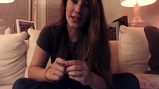 Cute curly brunette solo webcam masturbation