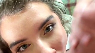 Brunette's Sloppy POV Facial with Her Lover