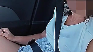 Fingering Teacher's Pussy in the Car While Driving Squirting with Intense Orgasm - Misscreamy