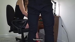 Secretary gets boss's dick in her ass on the workplace POV