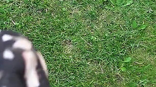 Socks Removal and Walk Barefoot on the Grass