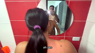 I catch my sister-in-law in the shower and cum in her mouth. english