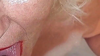 Mature Tgirl Stroking Throbbing Cock in Bubbly Tub Climax