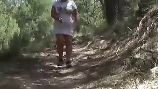 Another Clip Where You See Me in a White Dress After a Photo Shoot Walking Down a Steep Path with My Tits Out on Display.