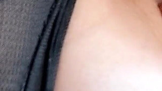 Slutty Woman Masturbates Her Shaved Pussy with a Dildo in Torn Pantyhose and Orgasms Close-up