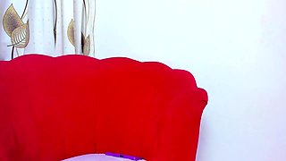 Busty Webcam Babe Sucking and Jerking Off a Dildo