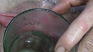 Far Spread and Pumped Pussy Worked with Dildos Glasses and Billiard Ball Part3