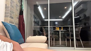 Naughty Young Girl Masturbates in the Hotel Living Room- Wet and Dirty Panties