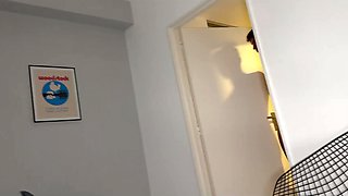 Brunette stepsister with hazel eyes masturbates next to me and I fuck her