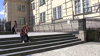 European blonde amateur babe banged in public pov