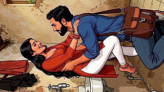 Indian Woman Secret Sex with Plumber Bathroom Cartoon Ai