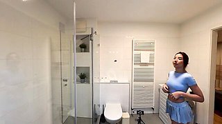 Adorable loved one at panties under skirt scene