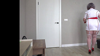 Would You Like a Mature Nurse in a Sexy Uniform for an Erotic Photo Shoot? a Curvy MILF Behind the Scenes. PAWG.