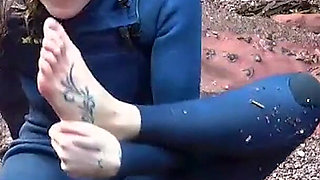 Salty Wetsuit Toe Sucking Slut