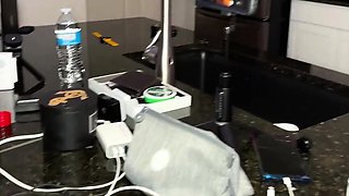 Brunette and blonde having group sex in the living room