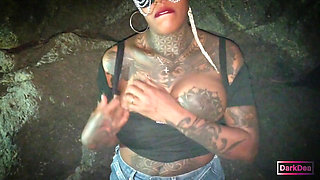 The Kinky Slut Queen "Dark Dea" Pisses and Fucks a Huge Cock in The Seaside Street as a Whore