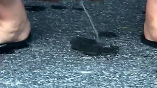 Peeing in a public car park