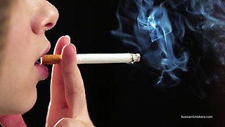 Ultra HD Russian Beauty Smoking Cigarette Seaside