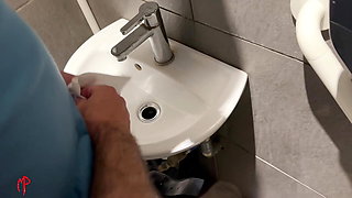 Pissing while being in a chastity cage